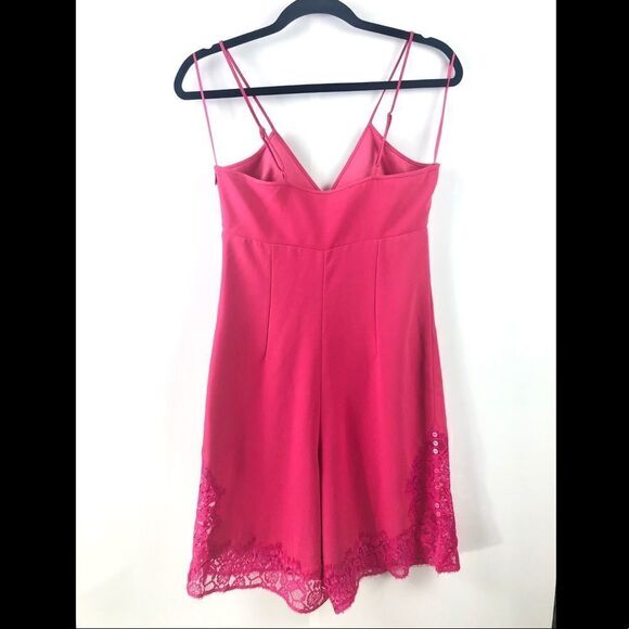 NEW Maje Paris Isadora Fuschia Bloomers Chemise Barbiecore Lace Trim Romper XS/0 - Picture 6 of 11